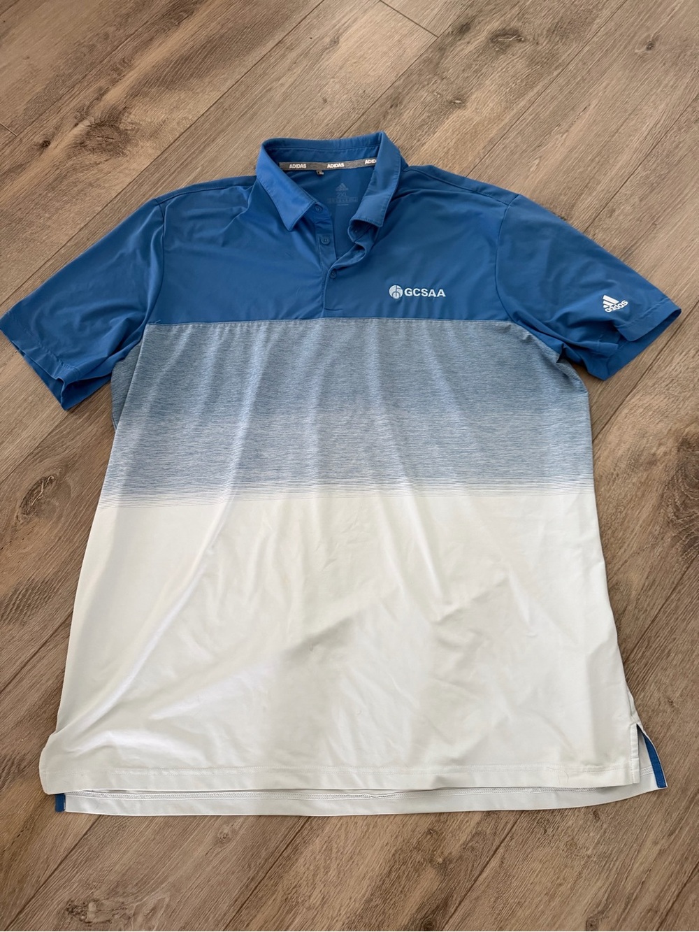 adidas Blue and White Gradient Golf Polo